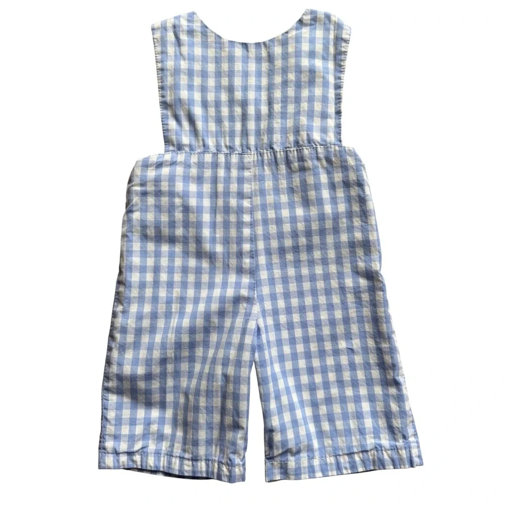 Lil Cactus Baby 3–6M Patriotic Smocked Stars Gingham Long Romper Longalls Snap